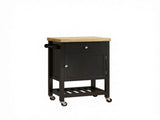 Rolling Kitchen Island with wood Top, Mobile Kitchen Cart with Drawer, Wine Rack & Cabinet Storage, 66961030