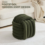 060-Chenille Fabric Modern Knot Design Ottoman Makeup Stool Footstool, Comfortable and Stylish Seat W527P239020