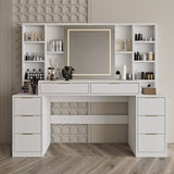 Makeup Vanity Desk with Mirror and Lights, 59" Large Vanity Table with 8Drawers & Open Storage W3393P315816