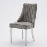 Rayon Cloth Flocking Chenille Dining Chairs Channel Kitchen Dinner Chair Comfy Fabric Upholstered W1143P293316