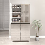 ZUN Large Shoe Storage Cabinet with Mirror for Entrance,Living Room Storage Cabinet with 4 Drawers,4 W760P228989