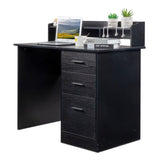 ZUN FCH 110*50*95cm Particleboard Paste Triamine Desktop Storage Layer Three Drawers Computer Desk Black 13565544