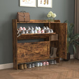 Shoe Storage Cabinet with 2 Flip Drawers, Freestanding Organizer with Metal Legs for Entryway, W2129P299615