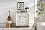 ZUN Farmhouse Style 5 Drawer Dresser Chest with Base Wooden Rustic Chest of Drawers, Storage Dresser W2393P252363