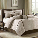 7 Piece Micro Corduroy Comforter Set Taupe King B03596930