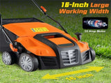 Corded Electric Lawn Dethatcher with 16-Inch Cutting Width, Wear-Resistant Wheels & Large Removable 14929861