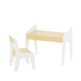 Kids Table Set with One Chair, Wooden Children Study Table, 2-8 Age Kids Funiture , WhiteNatural 21323294