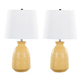 Claudia 20" Contemporary Ceramic Accent Lamp in Misted Yellow Ceramic, Polished Nickel Accents and B202P224015