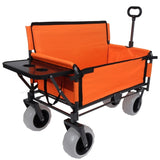 3-in-1 Folding Wagon with Bench Seat & Rear-Mounted Folding Tabletop 500lbs Capacity, 9"x4" Beach W2932P320637