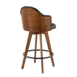 Ahoy Mid-Century Counter Stool in Walnut and Black Faux Leather by LumiSource B202P222357