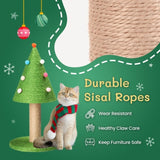 ZUN 25in Christmas Tree Scratching Post, Cute Cat Scratcher with Natural Sisal Covered Frame & Colorful 49120515