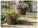 2-Piece PP Rattan Planter Set, 15 & 12 Tapered Square Flower Pots with Built-in Inner Pots & 21574417