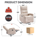 ZUN Manual Recliner Chair with Rocker and Swivel in Fabric for Living Room, Beige W1803P252280