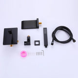 Wall Mount Tub Faucet Matte Black, Waterfall Wall Mount Tub Filler Faucet with Handheld Shower DSBB812MB