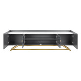 ZUN Sleek Design TV Stand with Fluted Glass, Contemporary Entertainment Center for TVs Up to 70", Faux 64903737