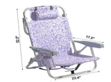1 PCS Aluminum Beach Chair, 8.5 Inch Seat Height Purple Tribal Pattern, Adjustable Folding Chair 27973708
