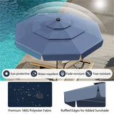 10 foot navy terrace umbrella with solar powered LED lights and multi-layered ventilated roof 25484929