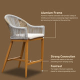 Bar Stools Set of 2 with Arm and Backrest, Outdoor Counter Height Bar Chairs with Cushion, Aluminum W1859P197313