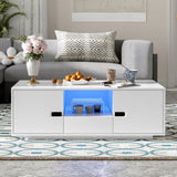 U-Can Modern High Glossy Rectangle Coffee Table, Stylish Center Table with Storage Space, Accent N724P294656K