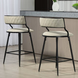 SET OF 2, 26'' Counter height bar stools PU cover kitchen island counter bar stool with black powder 15487766