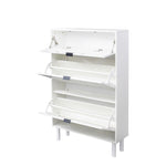 ZUN Shoe Cabinet, Free Standing Tipping Bucket Shoes Storage Cabinet with 3 Flip Drawers, Narrow Shoe W1778132463