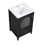 ZUN 20" Bathroom Vanity with Sink, Bathroom Cabinet with Soft Closing Glass Door, A Drawer, Black 94526635