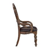 Traditional Formal Dining Furniture Armchairs Set of 2pc Dark Oak Finish Wood Frame Faux Leather B011121856