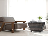 Outdoor PE Wicker Side Table with Storage, Small Patio Storage Bin Container for Hose Cushion Towel, 12967570