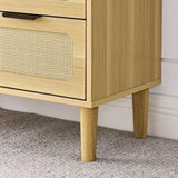 ZUN 3 drawer dresser, modern rattan dresser cabinet with wide drawers and metal handles, farmhouse W1781132477