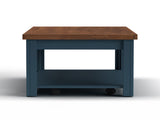 14 inch Chairside Table, No Assembly Required, Blue Denim and Whiskey Finish B108131555