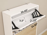 ZUN Modern Shoe Cabinet with Small Mirror Edge Gap, Mirror Shoe Rack Organizer with 3 Flip Drawers, Shoe W760P206377