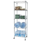 ZUN 5-Tier NSF Heavy Duty Adjustable Storage Metal Rack with Wheels & Shelf Liners Ideal for Garage, 27377485