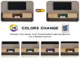 54.33" Rattan TV cabinet with variable color light strip, double sliding doors for storage, W1265121746