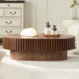 43.70 Inch Modern Handcraft Drum Coffee Oval Coffee for Living Room,Small Wooden Coffee W2582P250586
