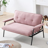 The 53-inch pink sofa offers a spacious layout in the small apartment, easily handling various W3371P309474