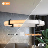 Modern LED Pendant Light, 23.6-Inch Round Hanging Chandelier with Adjustable Height, Imitation W1340P232980