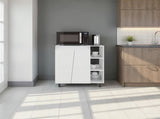 Hazen Microwave Stand with 1 Storage Cabinet, 5 Shelves and 2 Doors, White B097P474298