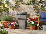 25.59"H Minimalist Concrete Column FountainLED-Lit Modern Outdoor Oasis, Sturdy Landscape Feature N765P324547G