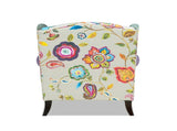 Anya Boho Chic Wingback Accent Arm Chair, Floral & Leopard, Blue-Teal & Purple Velvet B2719P238251