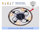 19INCH 7 Blades Caged Ceiling Fan with Remote Control ,Flush Mount Ceiling Fan with Light Kit W3596P457959