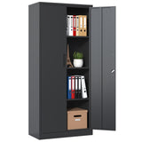 ZUN 71"H Metal Garage Storage Cabinet, Black Tool Steel Locking Cabinet with Doors and 3 Shelves, Tall 81017127