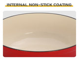 Cast iron 7.5QT cooking pot - Gradient red color - Includes two silicone gloves - Enamel pot 48995133