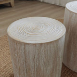 ZUN Set of 3 Whitewash Wood Coffee Table with clear and visible tree rings W2729P209831