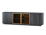 64-Inch Wavy TV Cabinet, Round Sideboard, Wooden Vertical Stripe Storage Cabinet, Aluminum Door 24647726