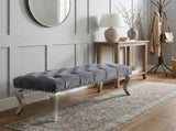 Decor Maxem Tufted Fabric Upholstered Bench Nailhead Trim , Gray T2574P164595