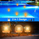 ZUN 2Pcs Solar Floating Pool Lights Solar Flame Stake Lights IP67 Waterproof Outdoor Globe Ball Lights 49920595