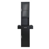 Classic Barber Station, Salon Station with Locking Drawer, Glass Door, Storage Cabinets, Dryer W2181P156759