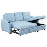 ZUN 80.3". Pull Out Sofa Bed Modern Padded Upholstered Sofa Bed , Linen Fabric 3 Seater Couch with 69621419