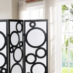 ZUN Arvada 4-Panel Wood Room Divider with Circle Pattern, Black T2574P165155