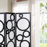 ZUN Arvada 4-Panel Wood Room Divider with Circle Pattern, Black T2574P165155